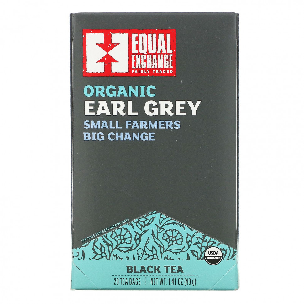   Equal Exchange, Organic Earl Grey, Black Tea, 20 Tea Bags, 1.41 oz ( 40 g)    -     -,    