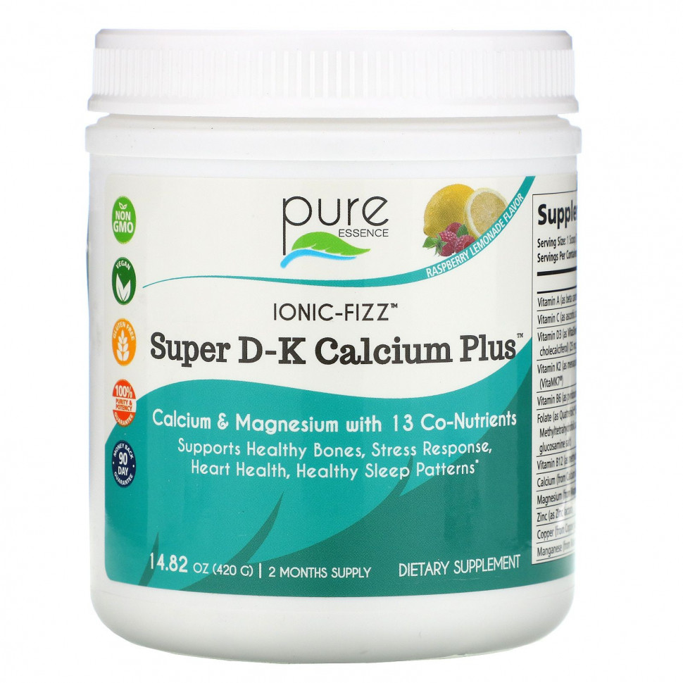   Pure Essence, Ionic-Fizz, Super D-K Calcium Plus,  , 420  (14,82 )    -     -,    