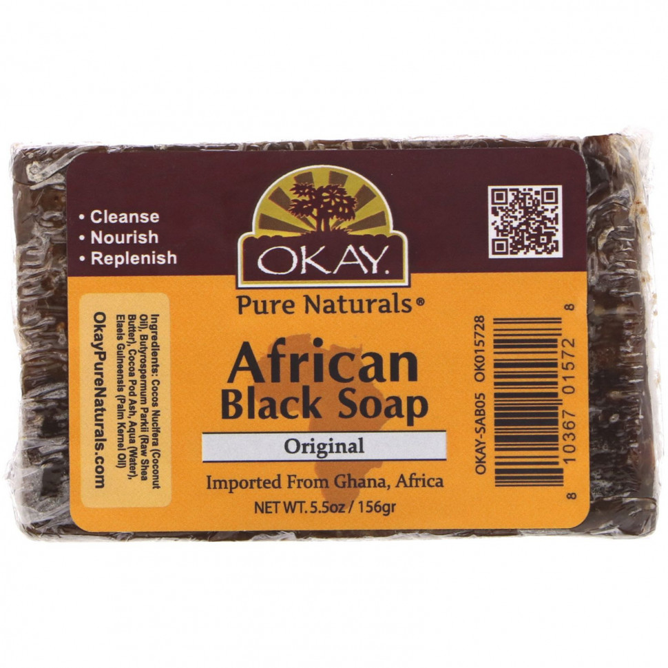   Okay Pure Naturals, African Black Soap, Original, 5.5 oz (156 g)    -     -,    