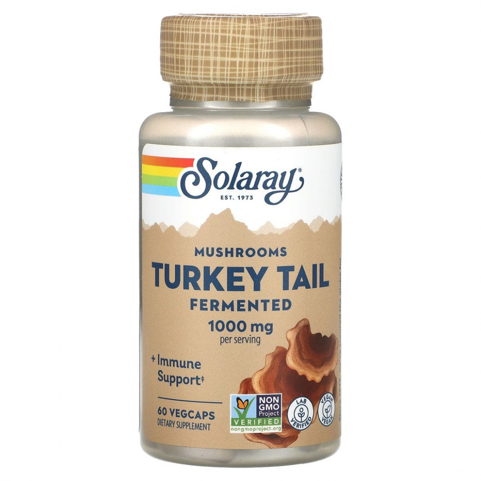   Solaray, Turkey Tail, Fermented Mushrooms, 500 mg, 60 VegCaps    -     -,    