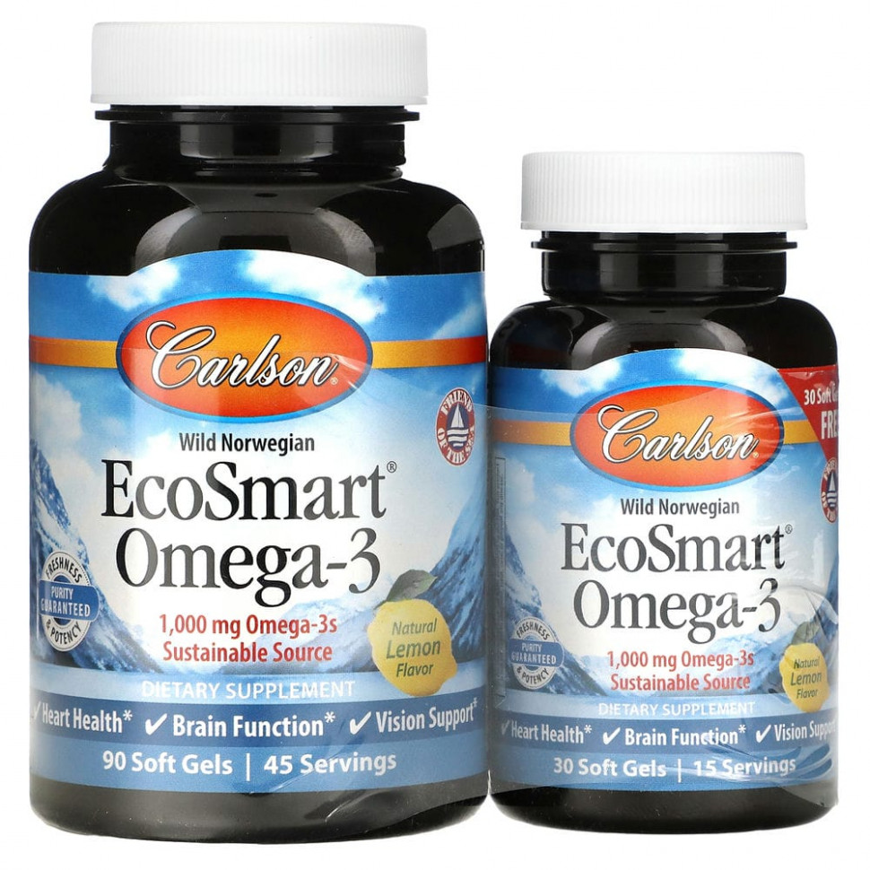   Carlson Labs, EcoSmart Omega-3,   , 1000 , 90 + 30      -     -,    