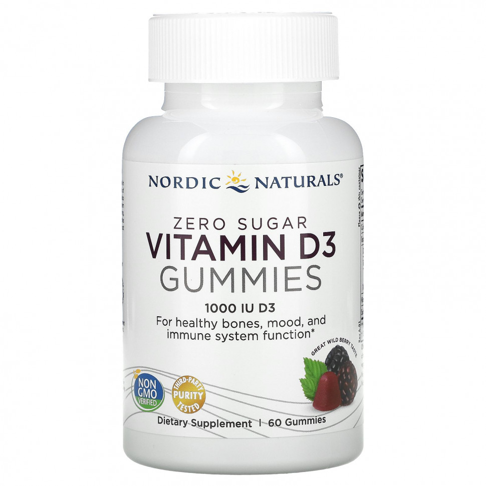   Nordic Naturals, Zero Sugar Vitamin D3 Gummies, Wild Berry, 1,000 IU, 60 Gummies    -     -,    