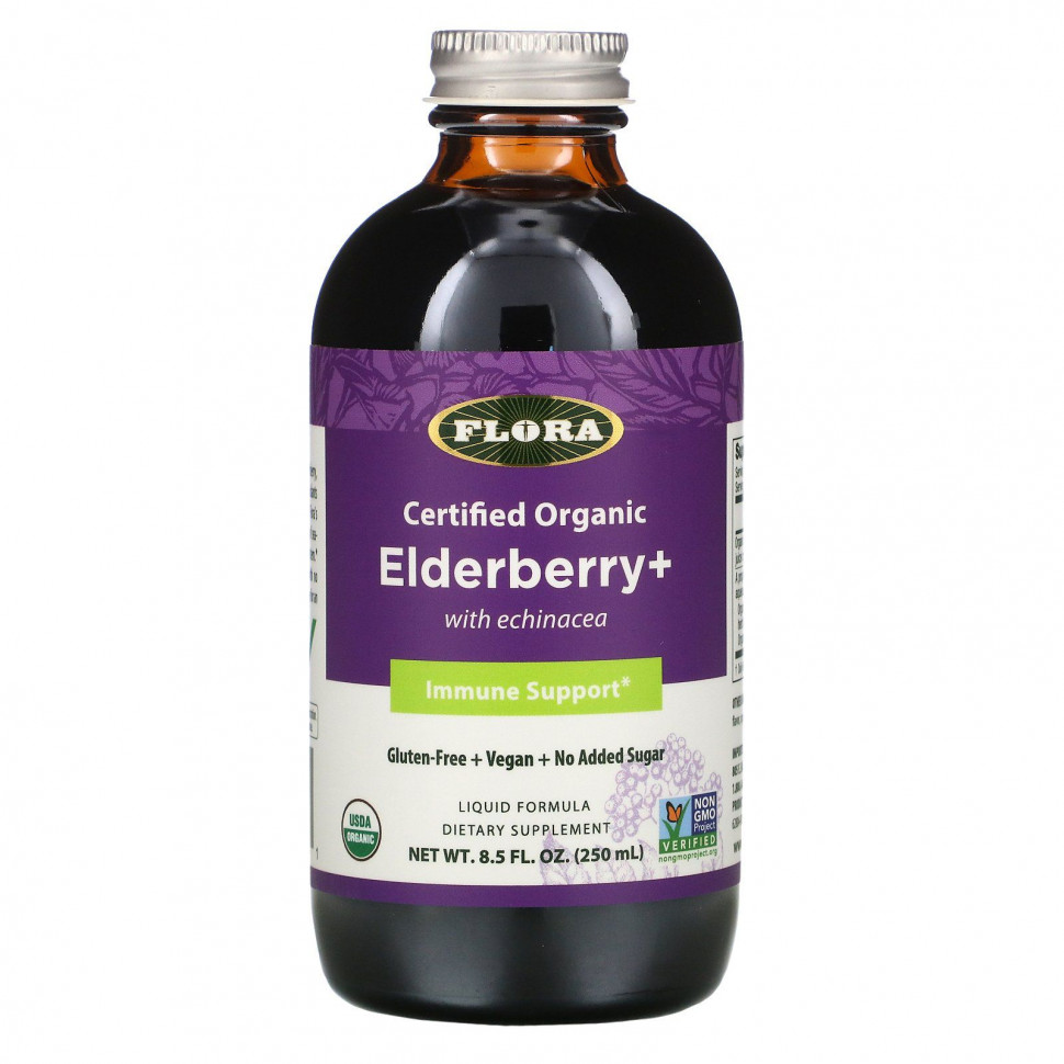   Flora, Certified Organic Elderberry +, 8.5 fl oz (250 ml)    -     -,    