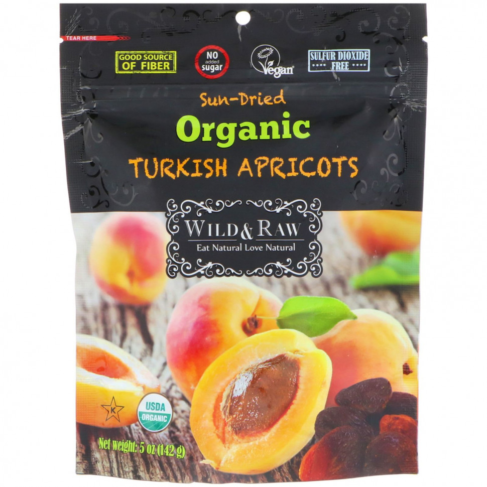   Nature's Wild Organic, Wild & Raw, Sun-Dried, Organic Turkish Aprricots, 5 oz (142 g)    -     -,    