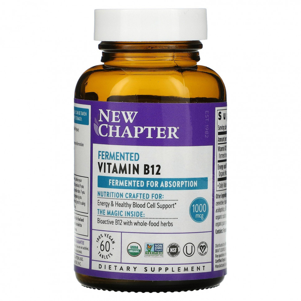   New Chapter, Fermented Vitamin B12, 60 Vegan Tablets    -     -,    