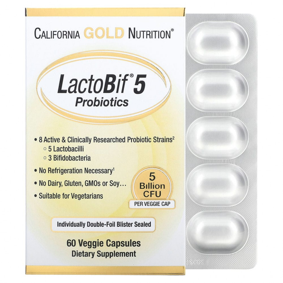   California Gold Nutrition, LactoBif, , 5  , 60      -     -,    