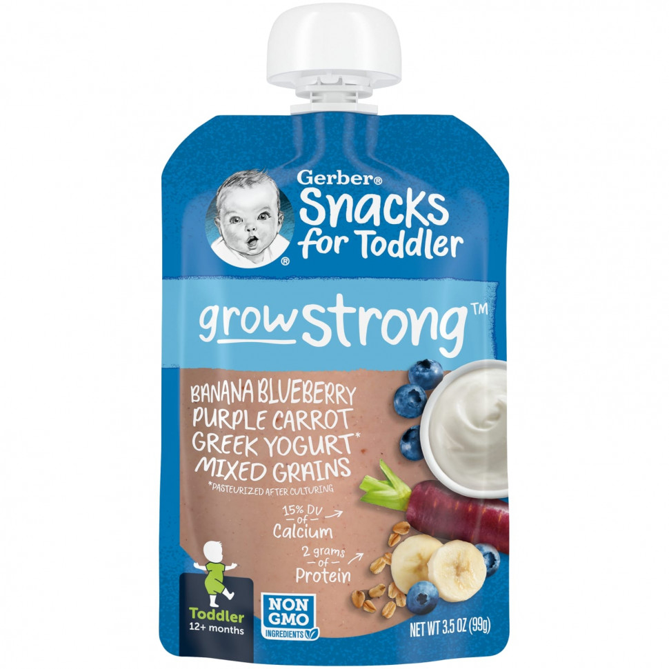   Gerber, Snacks for Toddler, Grow Strong,  12 , , , , ,  ,  , 99  (3,5 )    -     -,    