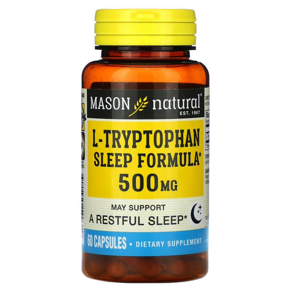   Mason Natural, L-Tryptophan Sleep Formula, 500 mg, 60 Capsules    -     -,    