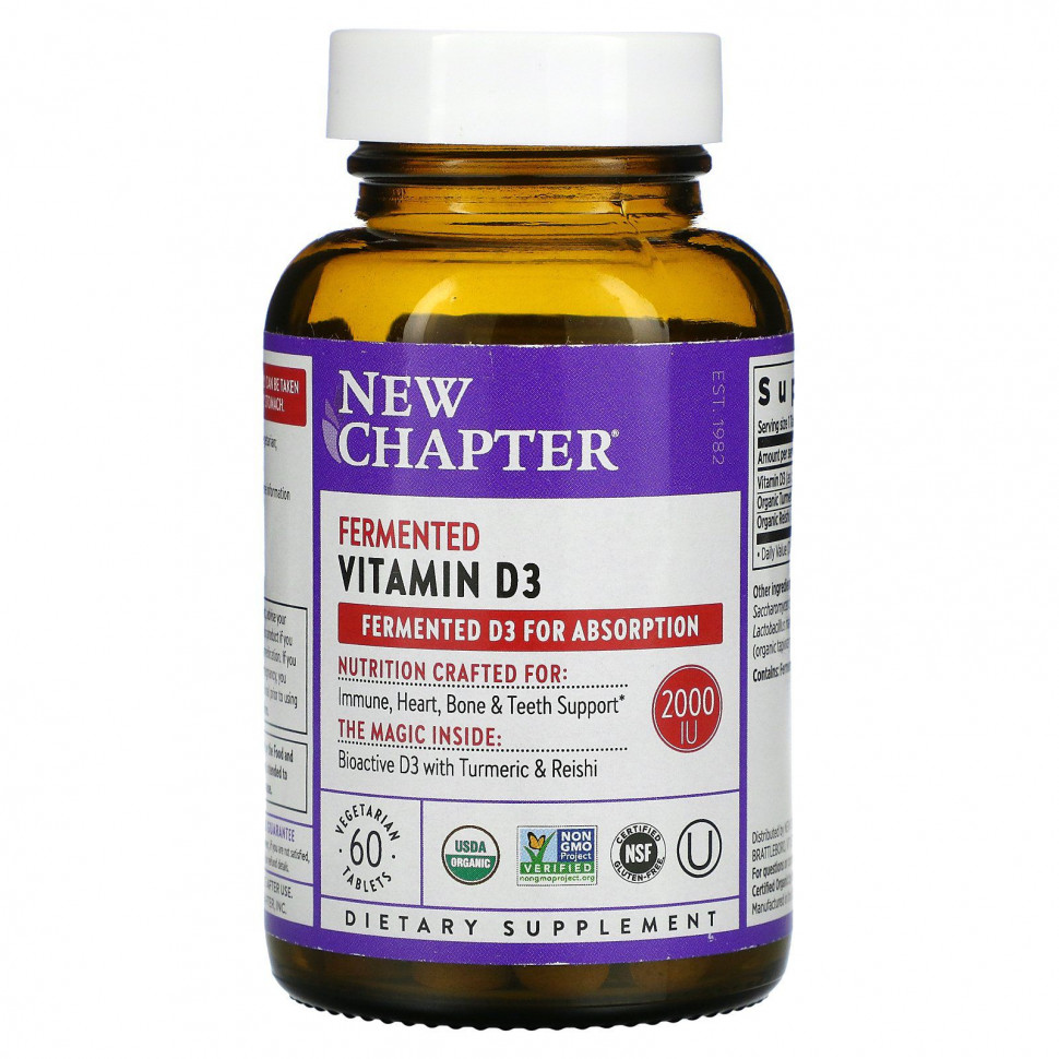   New Chapter, Fermented Vitamin D3, 60 Vegan Tablets    -     -,    