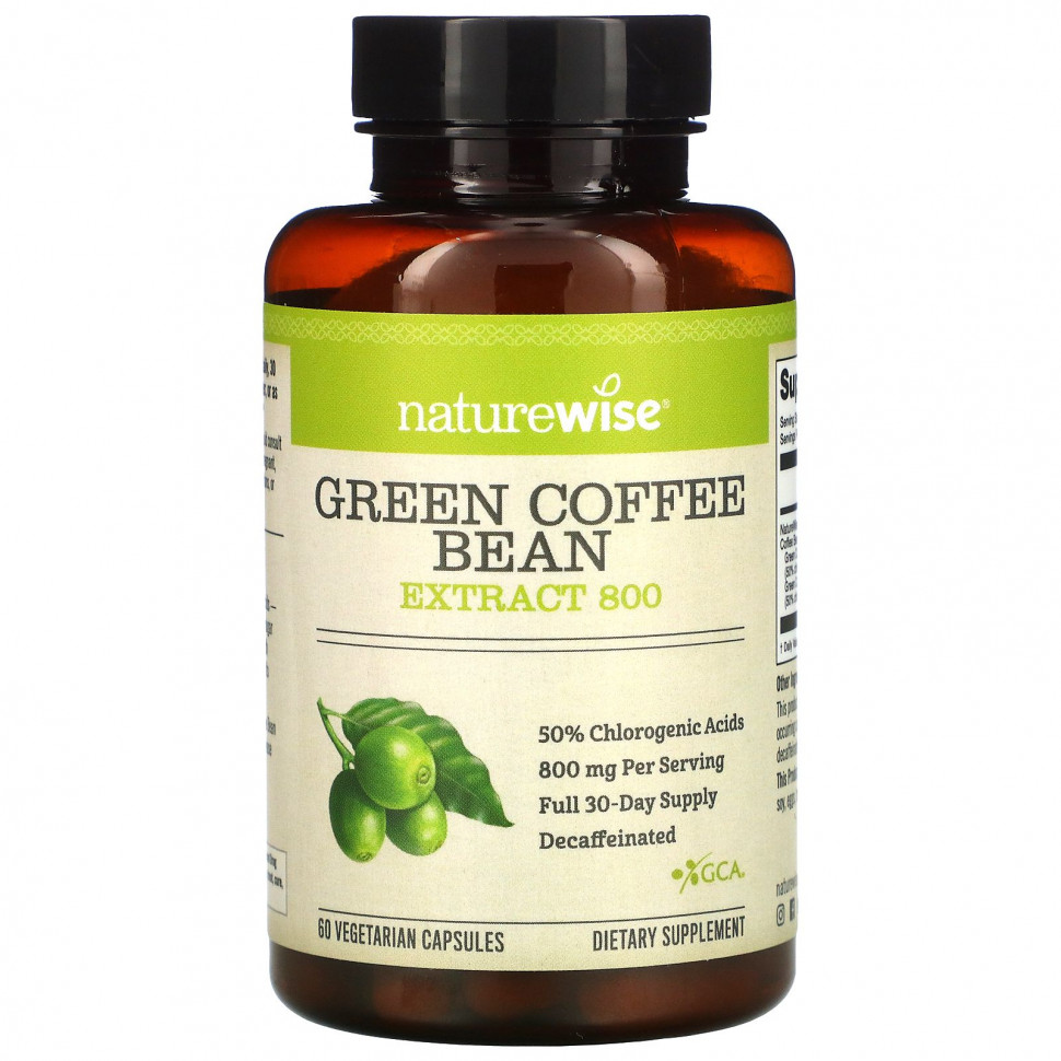   NatureWise, Green Coffee Bean Extract 800, 60 Veggie Caps    -     -,    