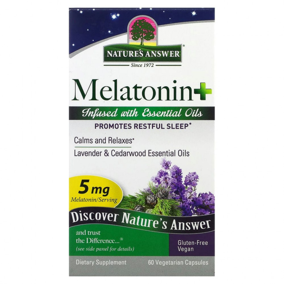   Nature's Answer, Melatonin +, 5 mg, 60 Vegetarian Capsules    -     -,    