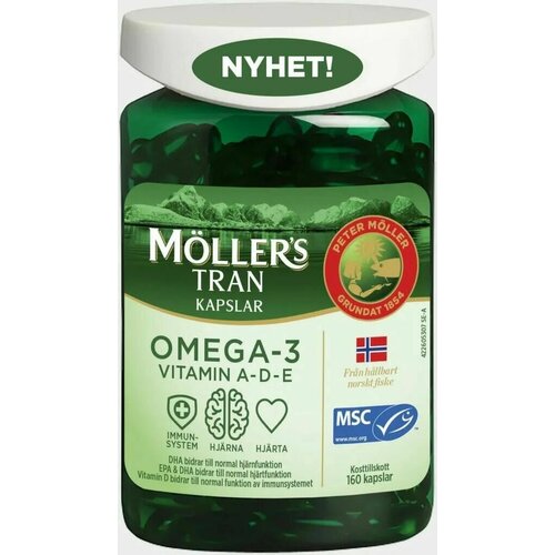   Omega-3 MOLLER TRAN 160 . -3   A- D- E 160 . .   -     -,    