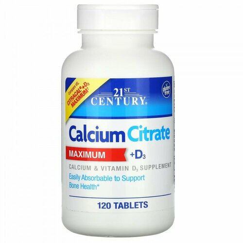   21st Century Calcium Citrate MAXIMUM + D3 120 .   -     -,    