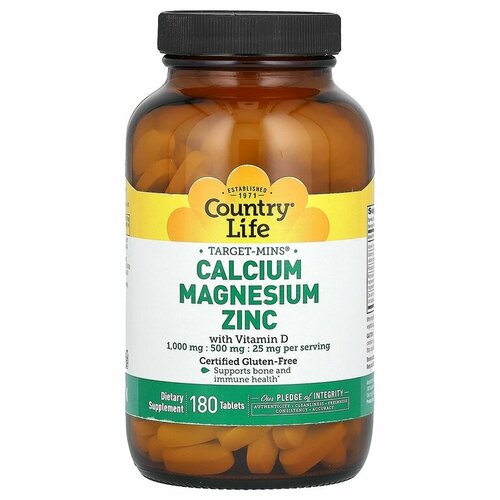   Country Life Target-Min Calcium Magnesium  Vitamin D3 - 180    -     -,    