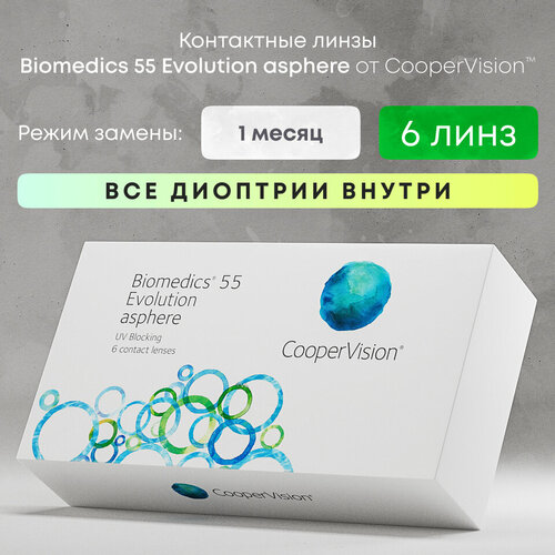     CooperVision Biomedics 55 Evolution Asphere UV, 6 ., R 8,8, D +0,75, , 1 .   -     -,    