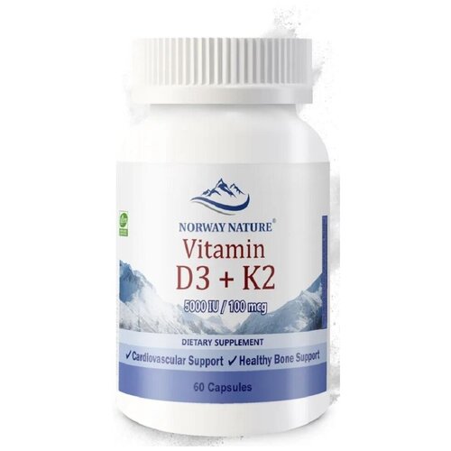   Norway Nature Vitamin D-3 5000 IU + K2 100  60    -     -,    