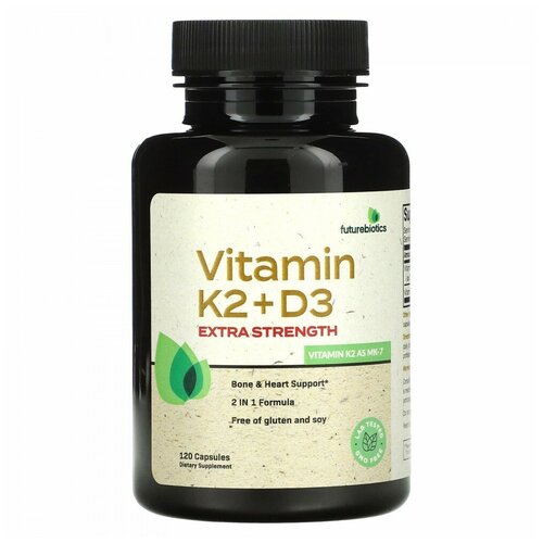   FutureBiotics, Vitamin K2 + D3, Extra Strength, 120 Capsules   -     -,    