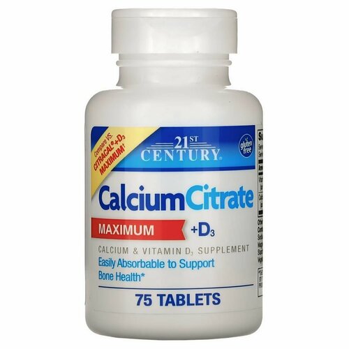   21st Century Calcium Citrate MAXIMUM + D3 75 .   -     -,    