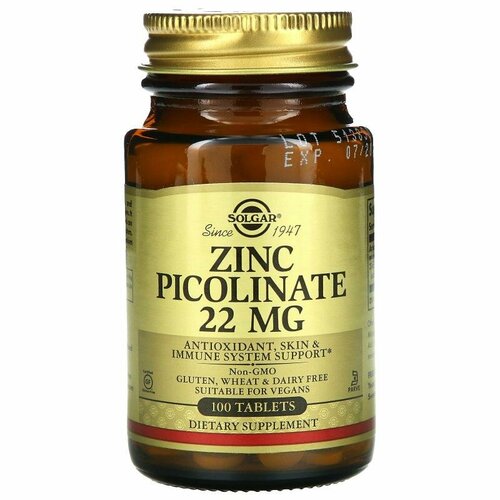   Zinc Picolinate 22 mg 100   Solgar   -     -,    