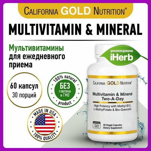   - , California Gold Nutrition, Multivitamin & Mineral Two-A-Day, 60     -     -,    