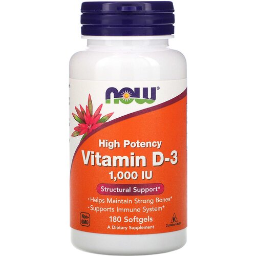   NOW  D3, Vitamin D-3, 25  (1000 IU), 180    -     -,    