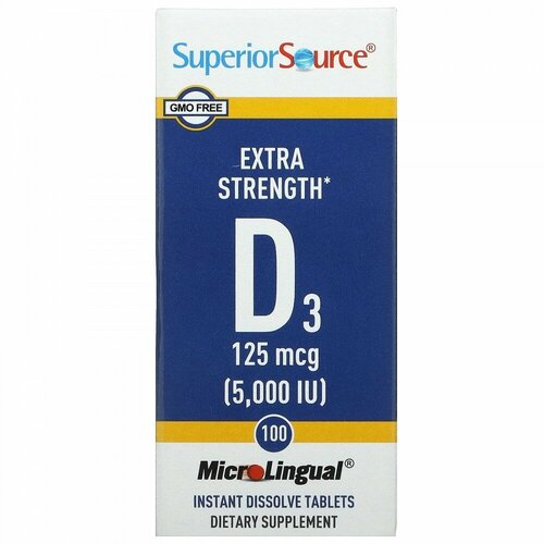   Superior Source, Extra Strength D3, 125 mcg (5,000 IU), 100 MicroLingual Instant Dissolve Tablets   -     -,    