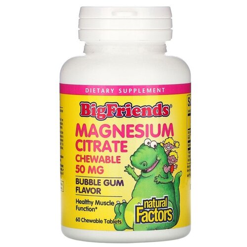    Natural Factors Big Friends Chewable Magnesium Citrate, 110 , 50 , 60 .   -     -,    