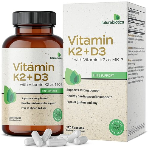   FutureBiotics, Vitamin K2 + D3 with Vitamin K2 as MK-7, 120 Capsules   -     -,    