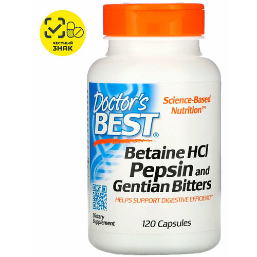   Doctor's Best, Betaine HCL Pepsin and Gentian Bitters,    ,   , 650 , 120    -     -,    