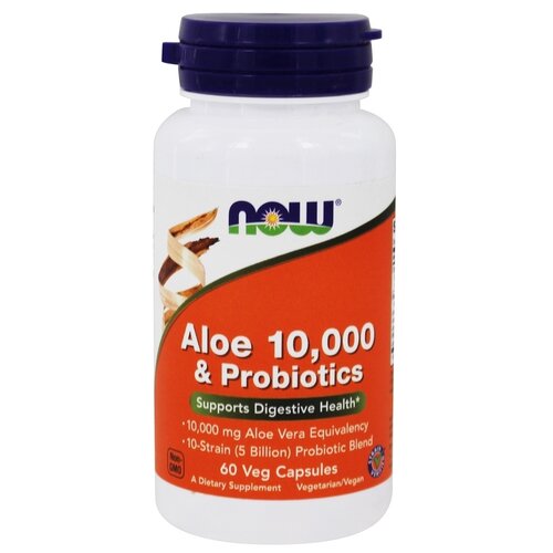    NOW Aloe 10000 & Probiotics, 50 , 100 , 60 .   -     -,    