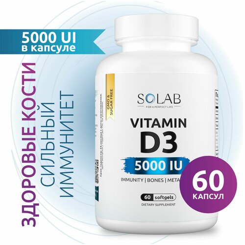   SOLAB  3, , D3 5000 ME Vitamin D 3  3 , 60   ,  ,    -     -,    