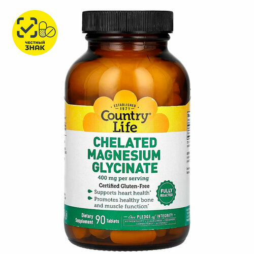   Country Life, Chelated Magnesium Glycinate,  , 540 , 90    -     -,    