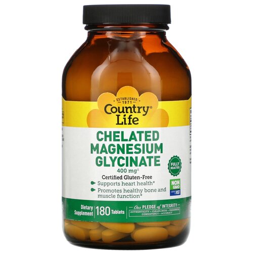    Country Life Chelated Magnesium Glycinate, 990 , 180 .   -     -,    