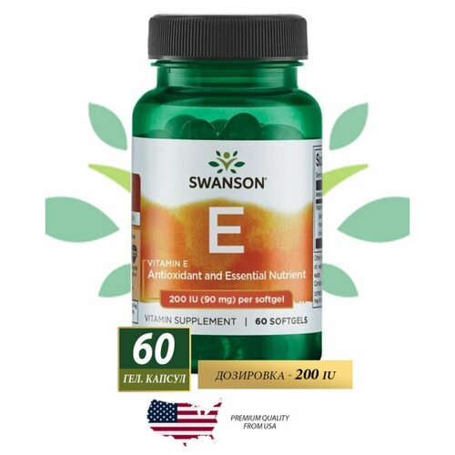   Swanson Vitamin E 200 Iu (90 mg) 60 softgel   -     -,    