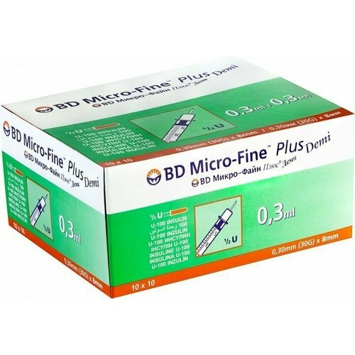     0.3     U100 BD Micro-Fine Plus DEMI 30G 0,3 x 8 , Becton Dickinson 50    -     -,    